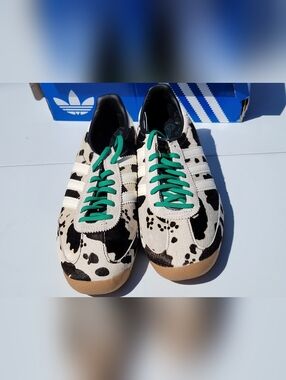 WOMENS 8.5 ADIDAS SL 72 OG SHOES– COW PRINT WITH PONY HAIR – NEW IN BOX